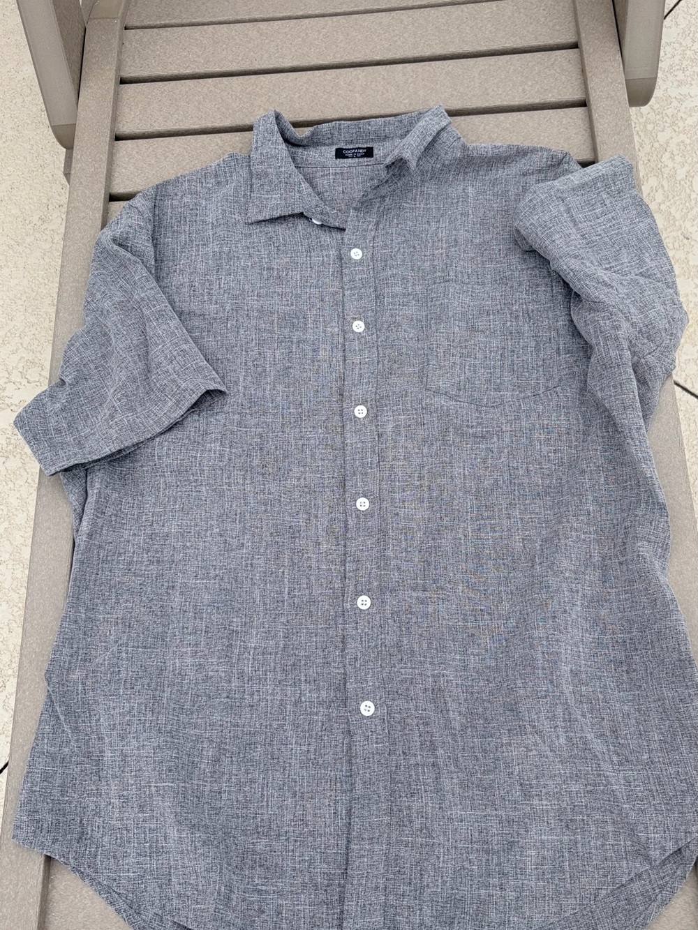 Coofandy Casual Short-Sleeve Button-Down Linen Shirt Heather Gray L Preppy